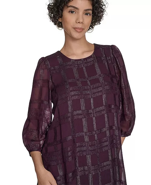 Women's Crew Neck Plum Shift Dress