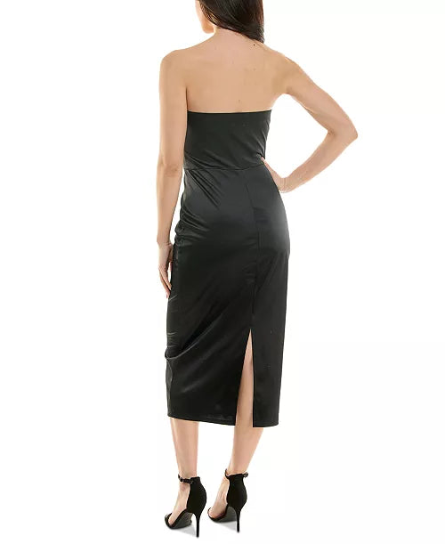 Juniors' Black Strapless Midi Party Dress