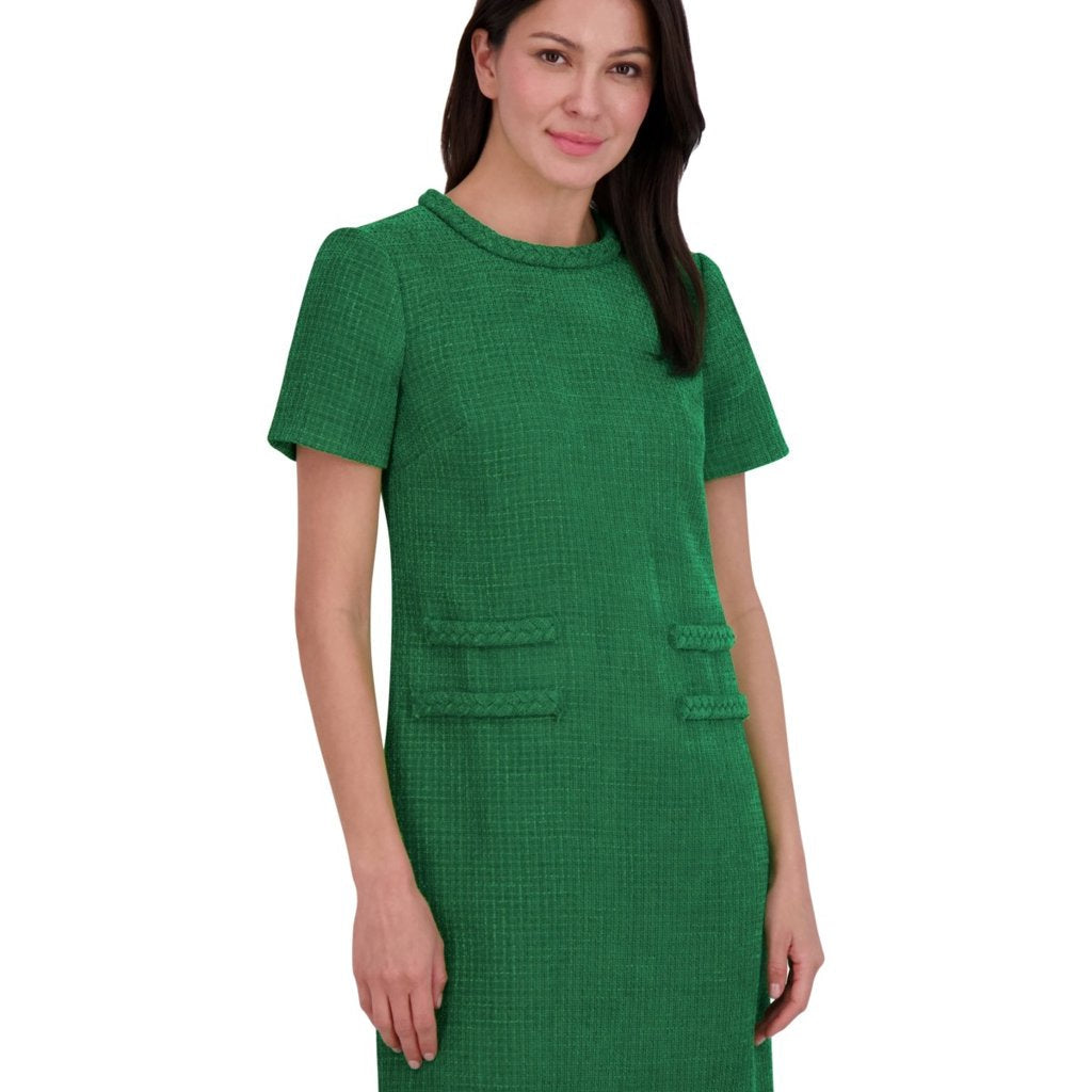 Eliza J Braid Detail Tweed Dress