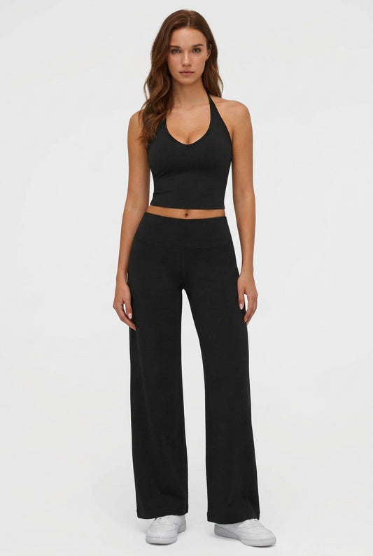 Black Sculpt & Flow Ribbed Activewear Set