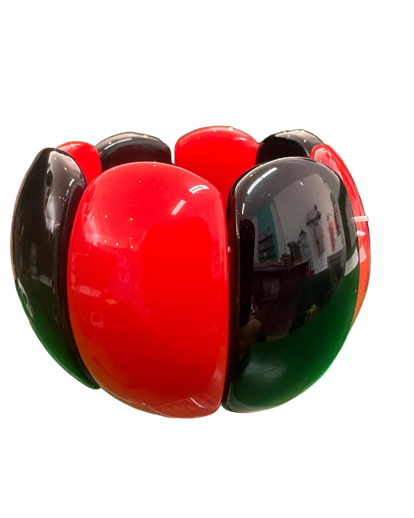 Acrylic Red & Black Stretch Bracelet