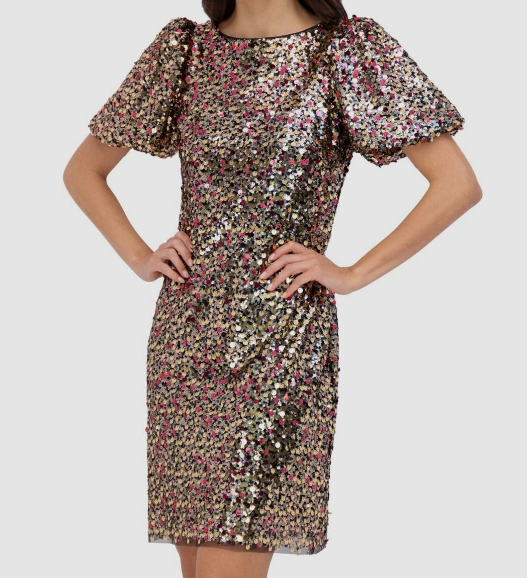 Eliza J Women's Sequined Puff-Sleeve Shift Dress