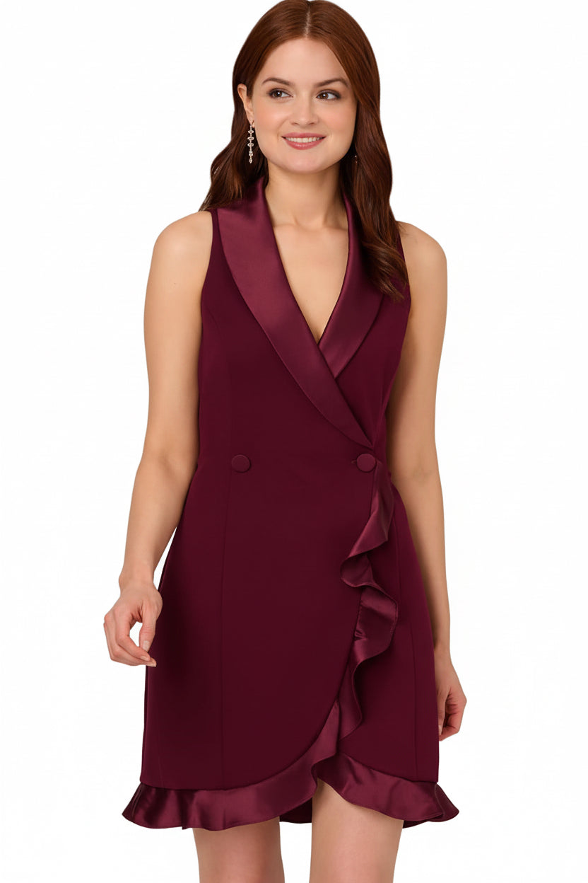 Adrianna Papell Halter Tuxedo Crepe Mini Dress