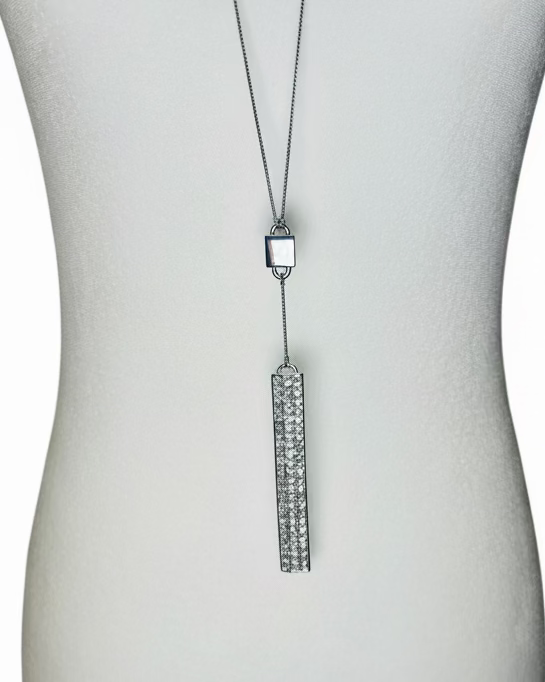 Vintage 1990s Cascade Rhinestone Long Pendant Necklace