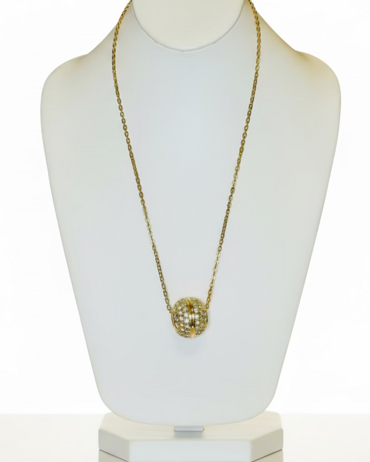 Pavé Rhinestone Sphere Slider Necklace