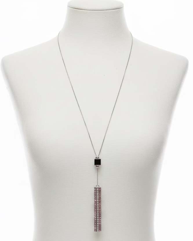 Vintage 1990s Cascade Rhinestone Long Pendant Necklace
