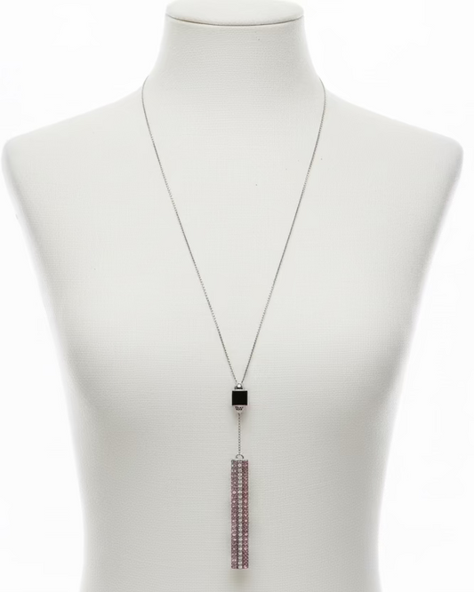 Vintage 1990s Cascade Rhinestone Long Pendant Necklace