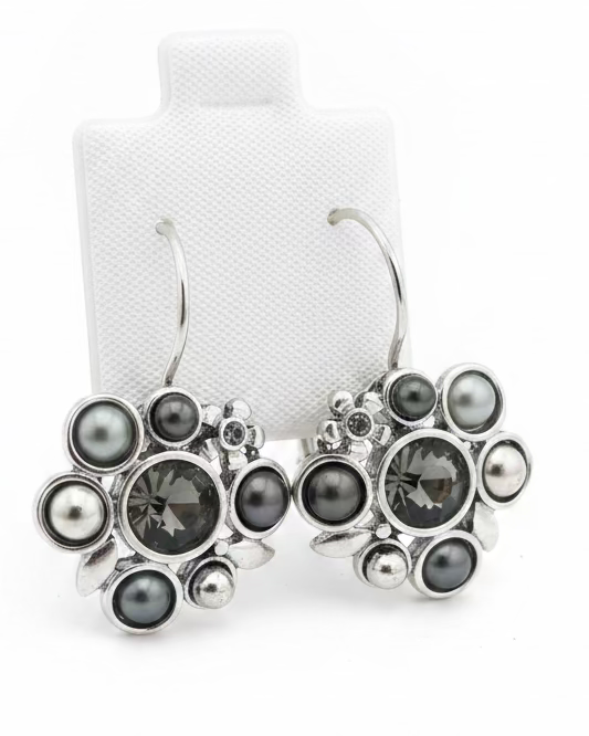 Asymmetrical Floral Bubble Drop Earrings