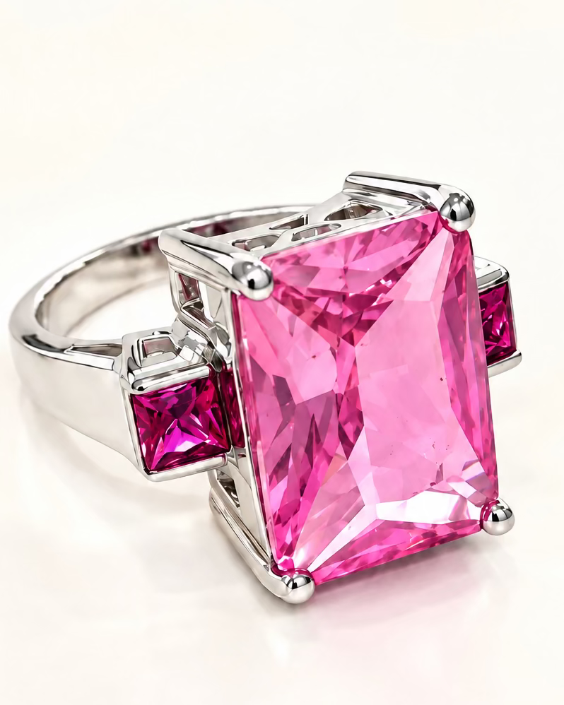 The Newport Fuchsia Solitaire Vintage Cocktail Ring