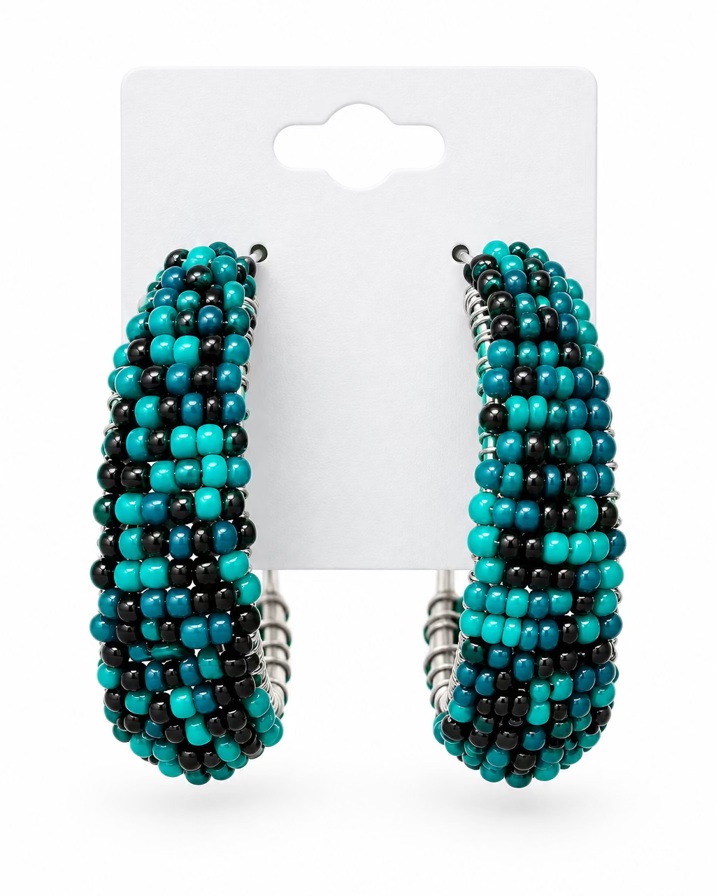 Turquoise Tide Beaded Hoops