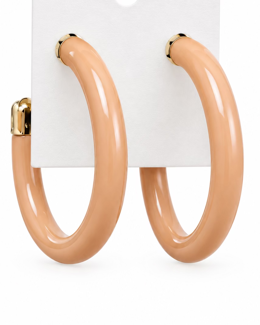 The "Bella" Resin Hoop Earrings – Pastel Rose
