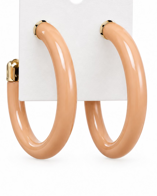 The "Bella" Resin Hoop Earrings – Pastel Rose