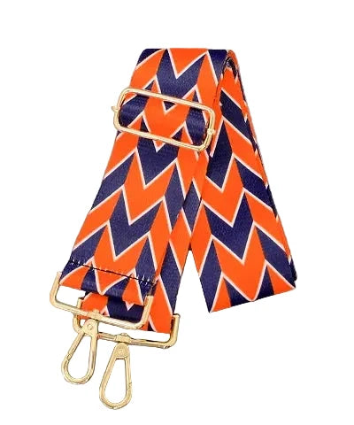 Game Day Navy & Orange Chevron Bag Strap
