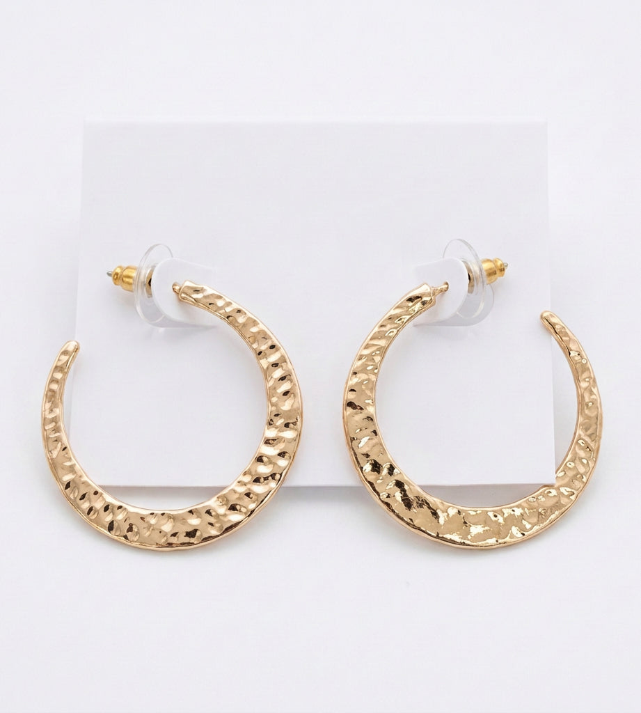 Shelby Hammered Crescent Hoops