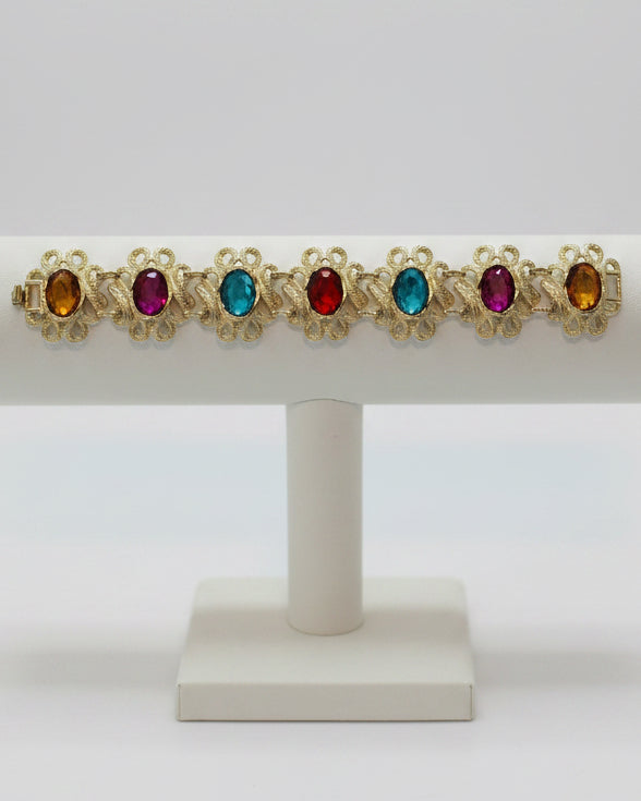 Renaissance Revival Jewel-Toned Link Bracelet