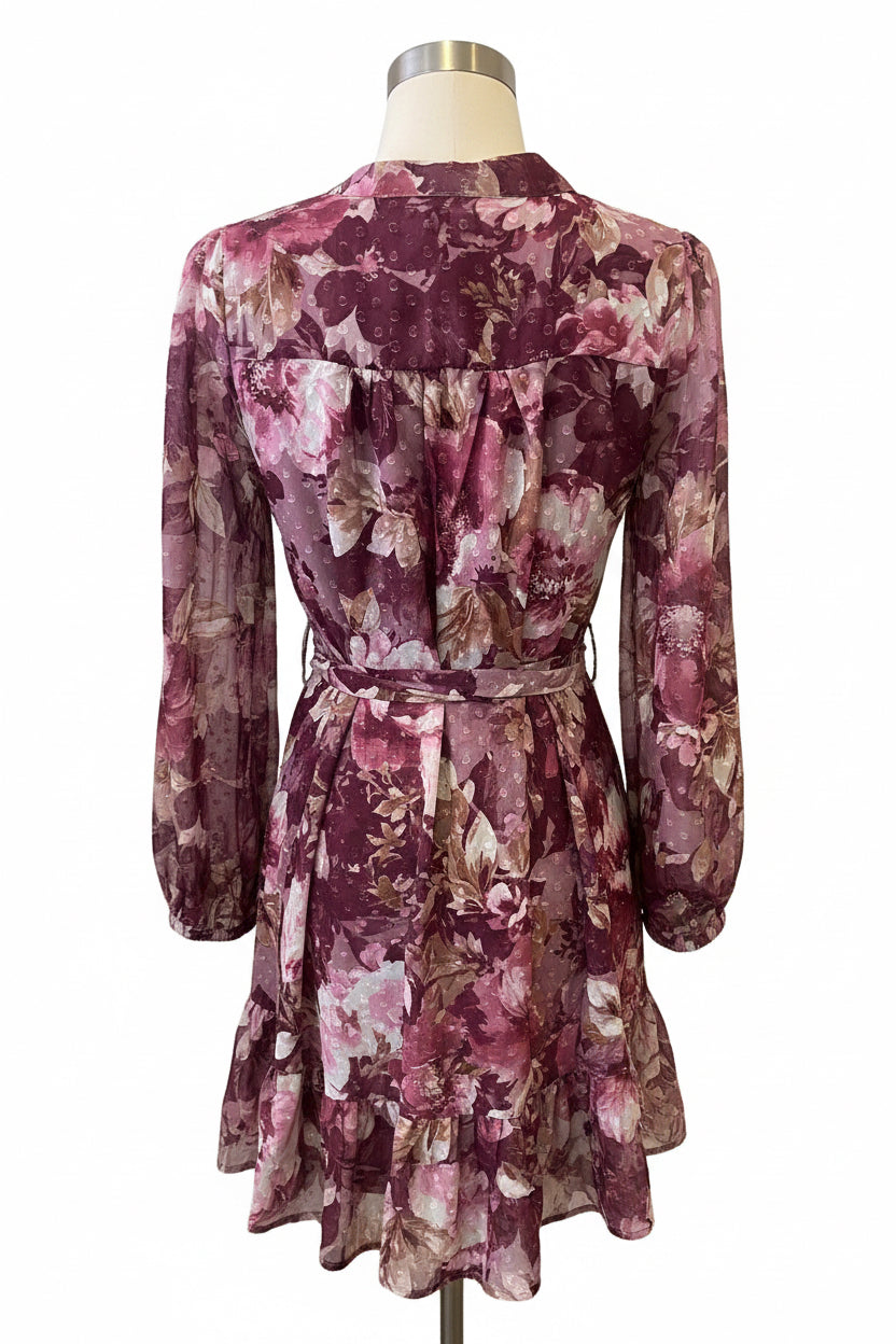 Wine Rosa Print Dress