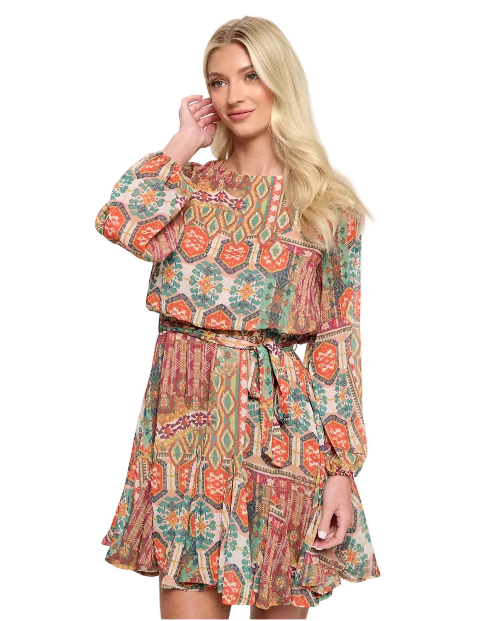 Amber Boho Print Mini Dress