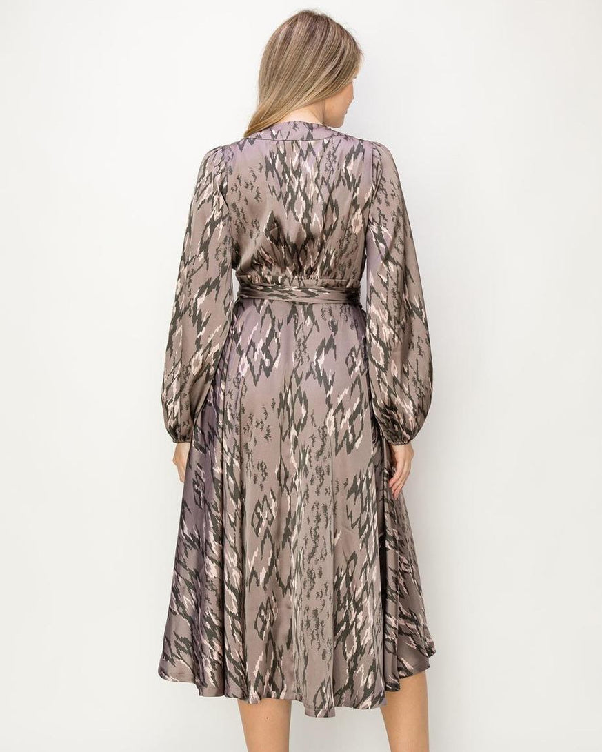 Animal Print Wrap Midi Dress