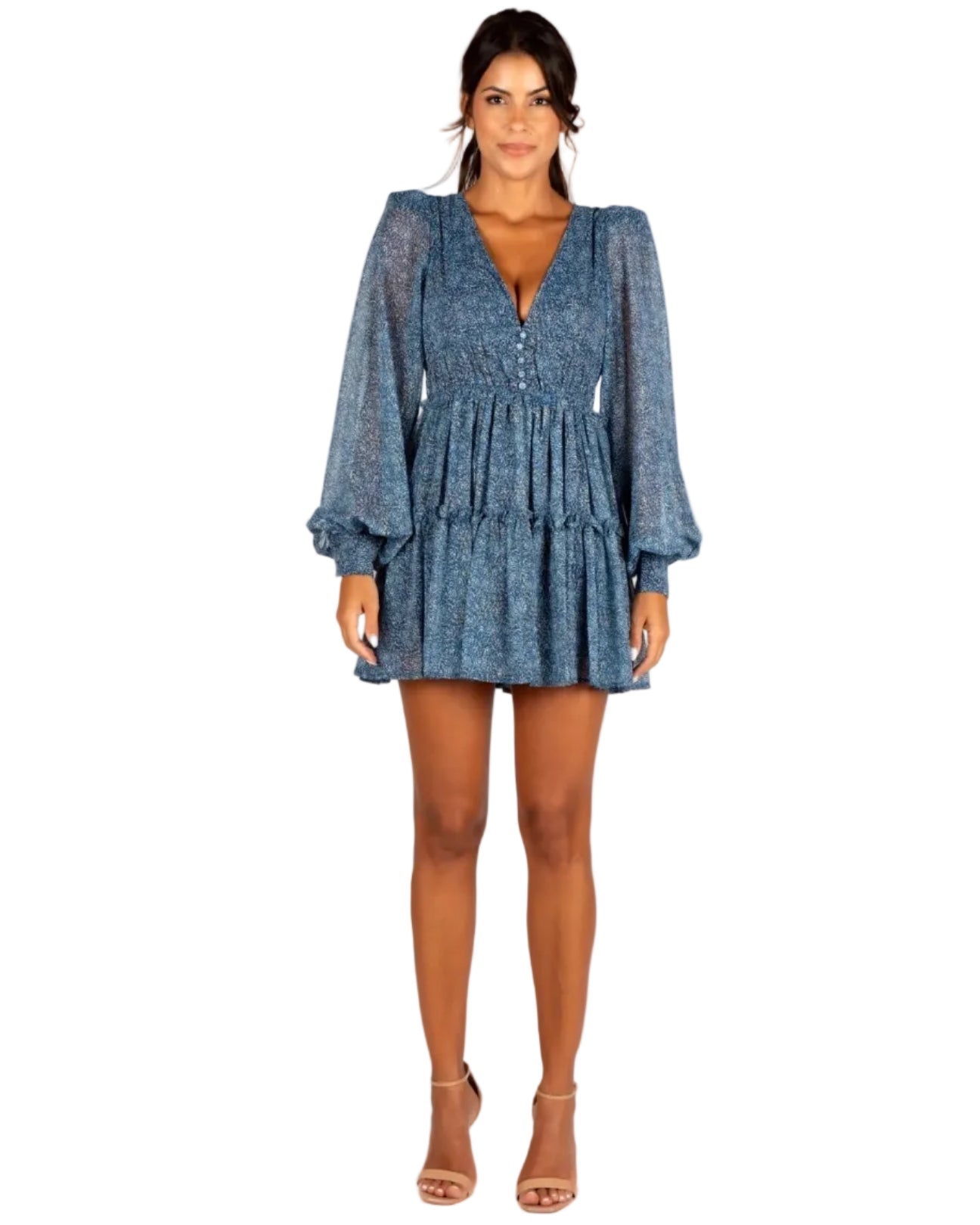 Megan Blue Tiered Mini Dress