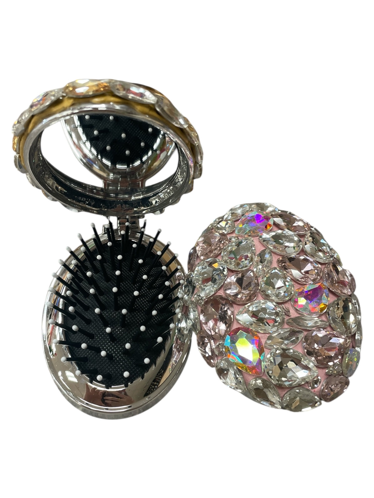 Bling Pop-Up Compact Hairbrush & Mirror