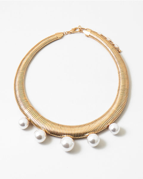 Aurelia Pearl Drop Tubogas Collar Necklace