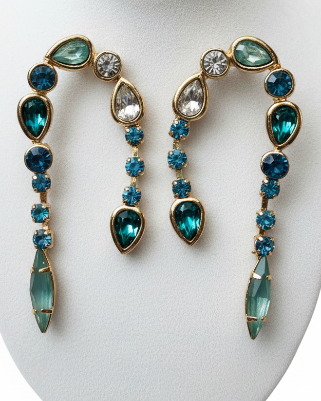 Jewel Rhinestone Arch Statement Earrings