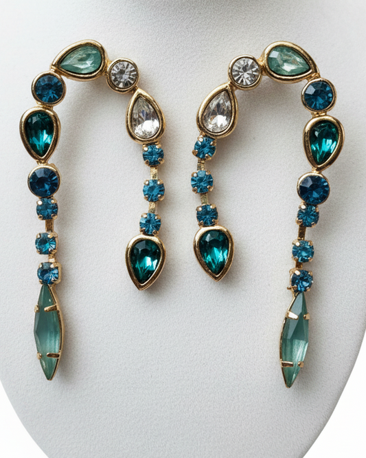 Jewel Rhinestone Arch Statement Earrings