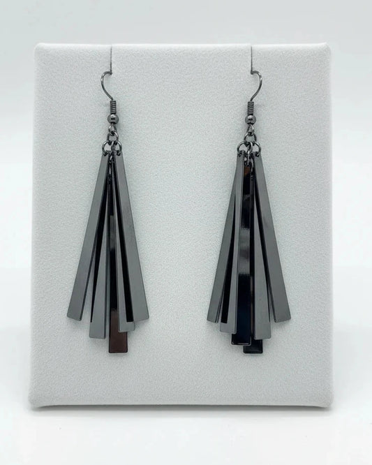 Vintage Hematite Stick Dangle Earrings - Circa 1990s