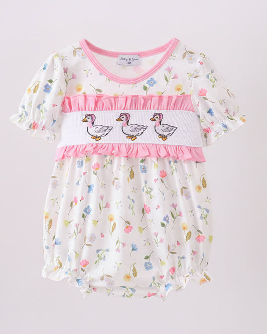 Pink Duck Smocked Bubble