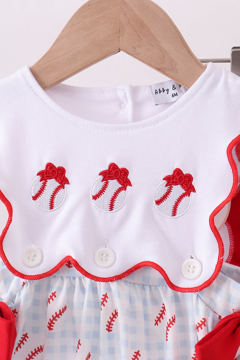 Baseball Ruffle Gingham Bloomer Set
