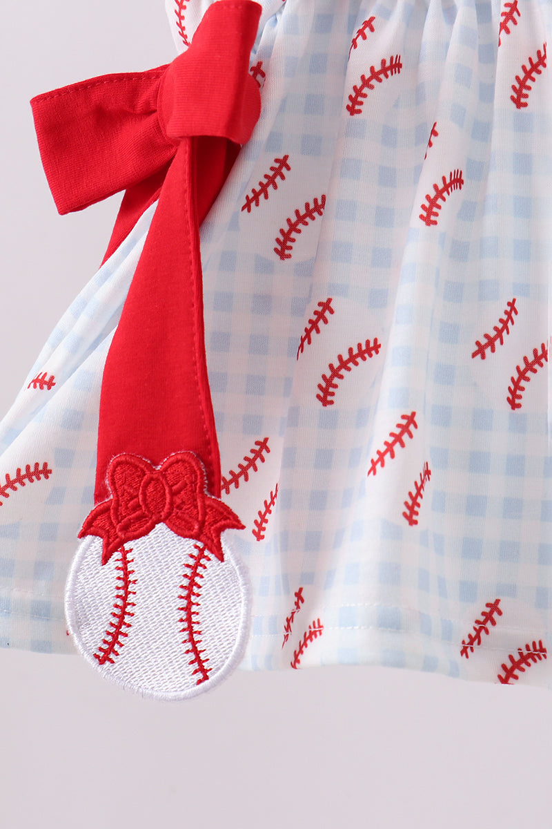 Baseball Ruffle Gingham Bloomer Set