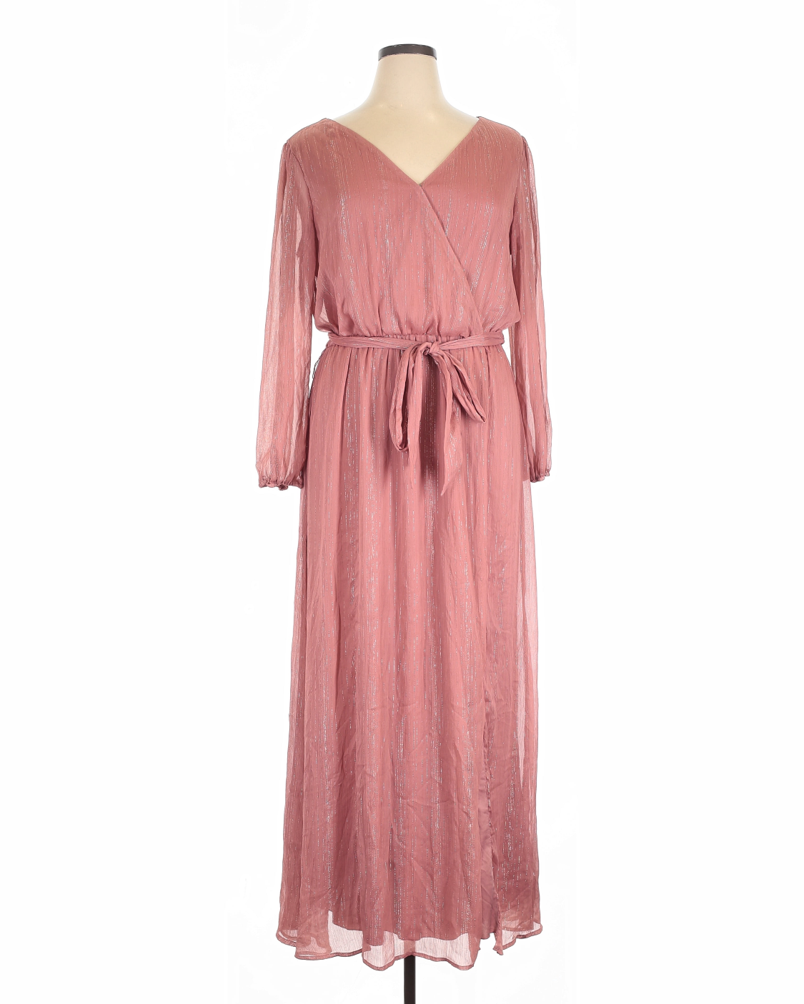 Rose Gold Shimmer Pleated Surplice Jumpsuit