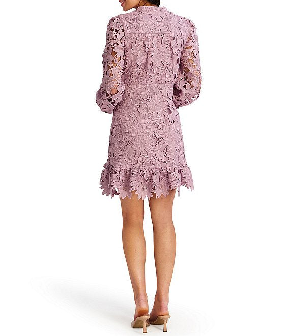 Kensie Heavy Floral Lace Long Sleeve Dress