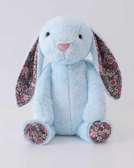 Blue Floral Plush Bunny