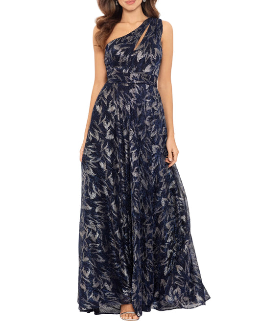 Galaxy Metallic One-Shoulder Gown