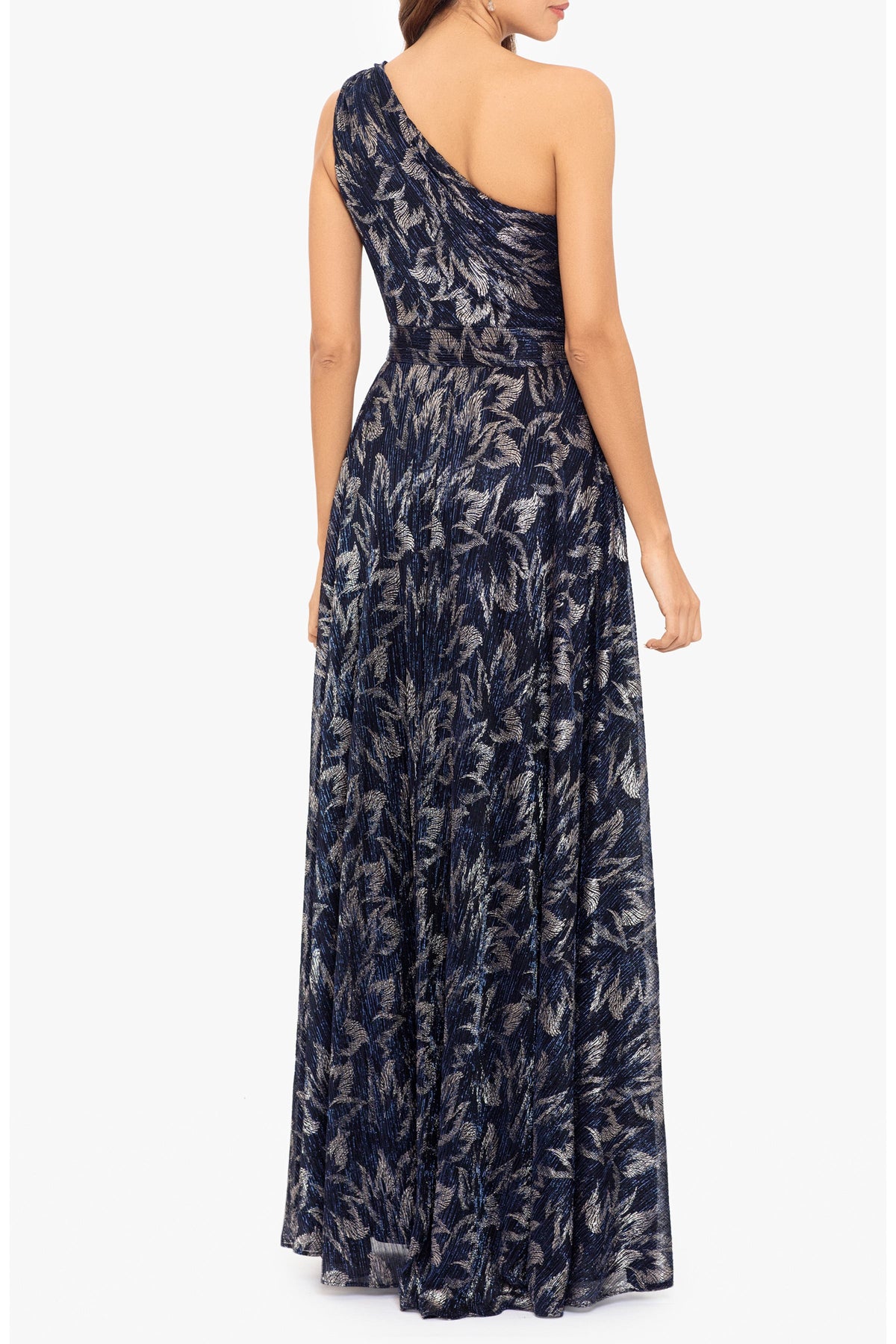 Galaxy Metallic One-Shoulder Gown