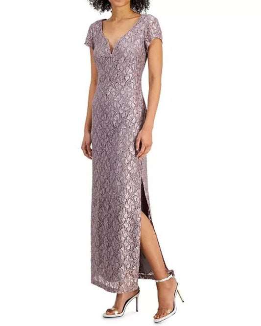 Women’s Sequined-Lace Maxi Dress Dusty Taupe