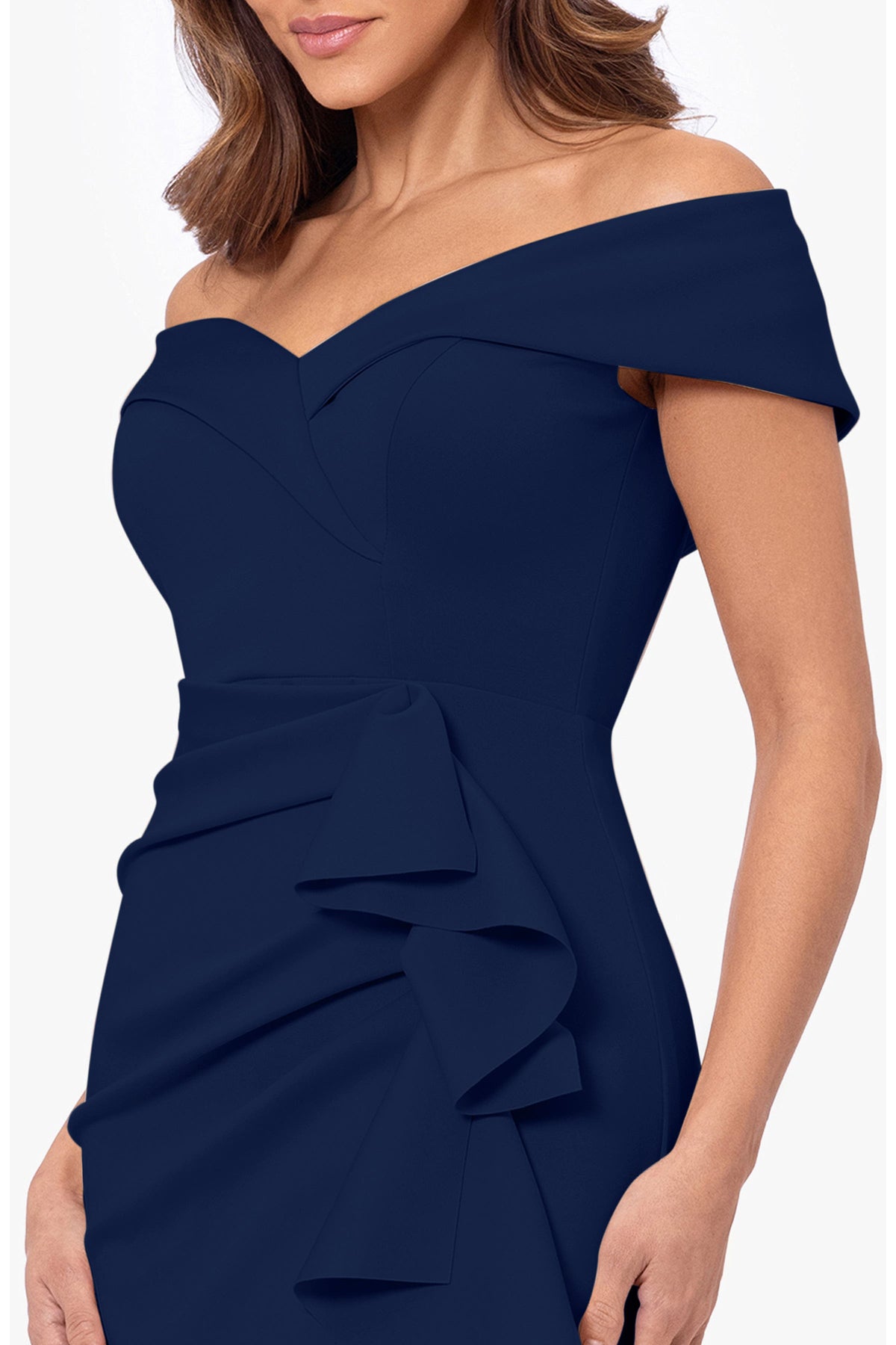 Ruffle Off the Shoulder Scuba Knit Cocktail Dress