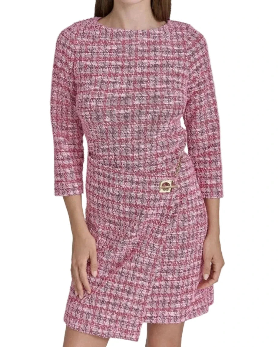 Halston Tweed Faux Wrap Dress