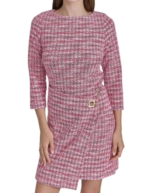 Halston Tweed Faux Wrap Dress