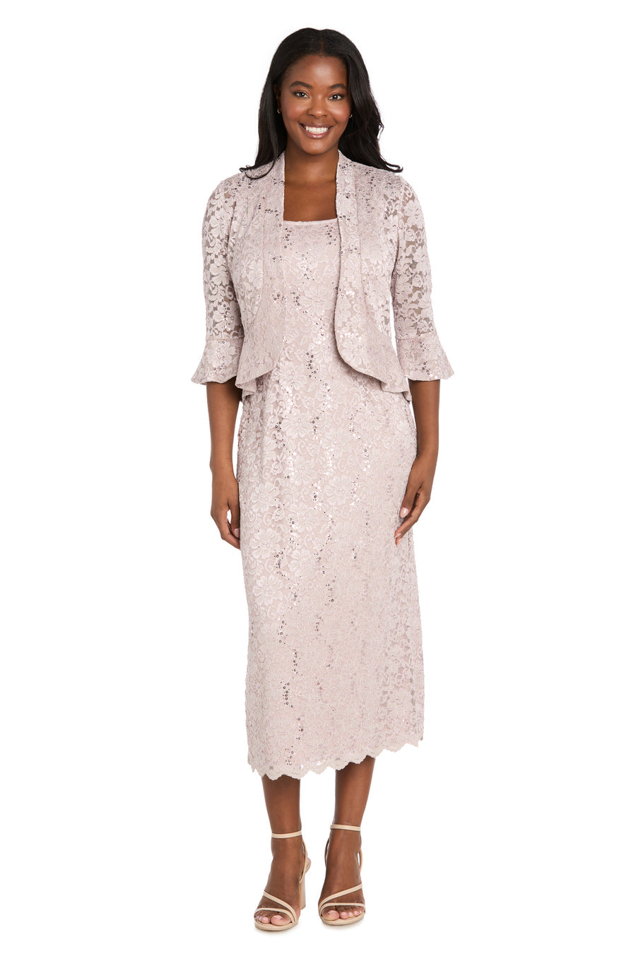 Lace Column Dress with Matching Lace Jacket