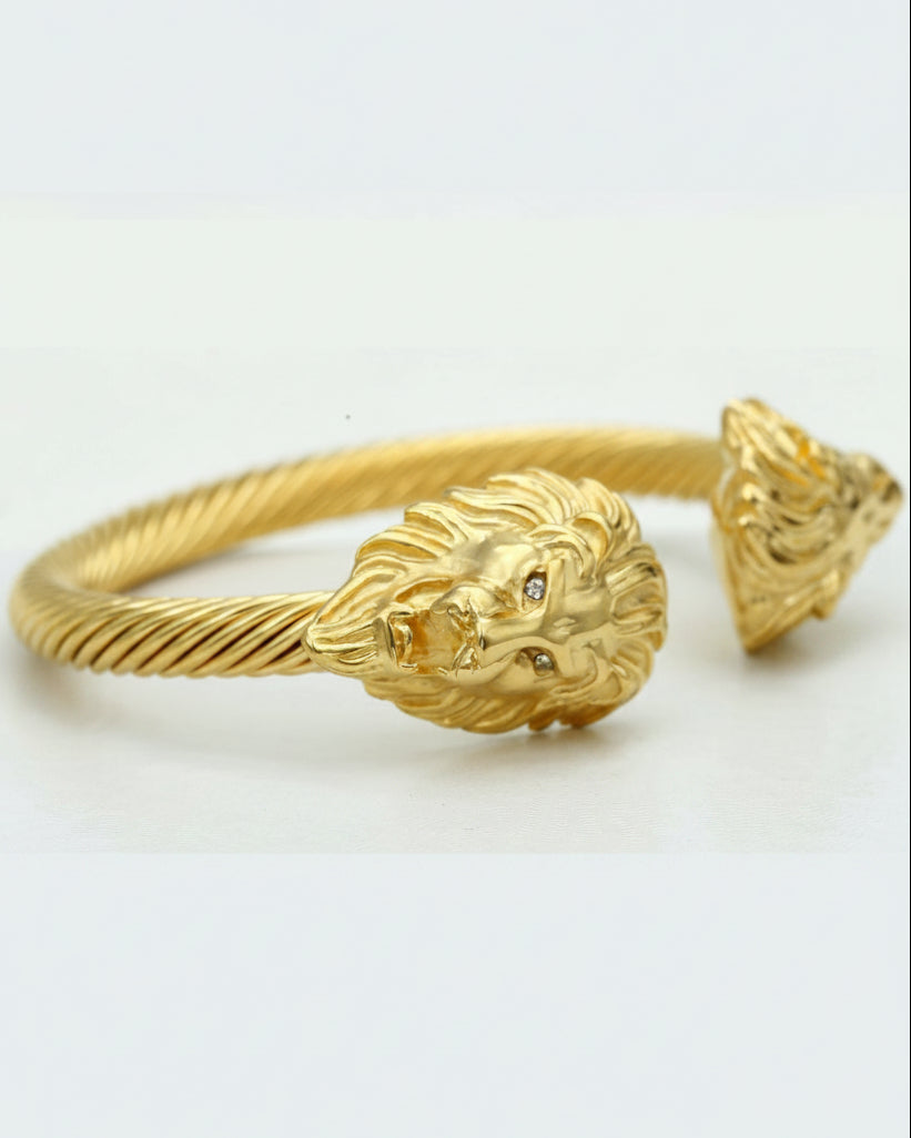 Stainless Steel Double Lion Cable Bracelet