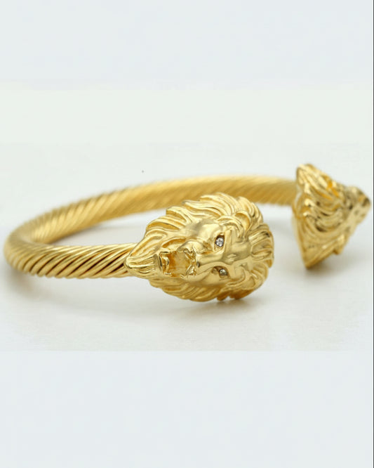 Stainless Steel Double Lion Cable Bracelet