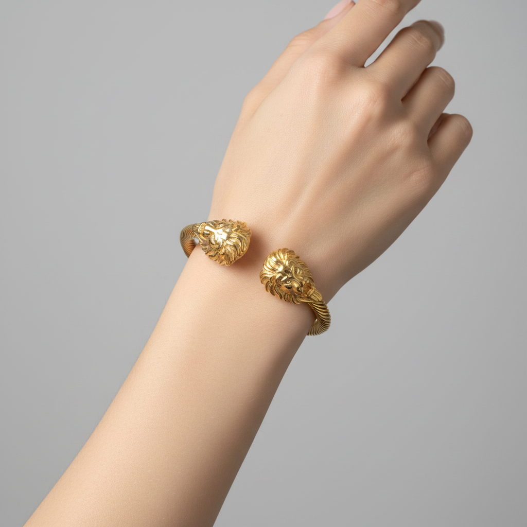 Stainless Steel Double Lion Cable Bracelet