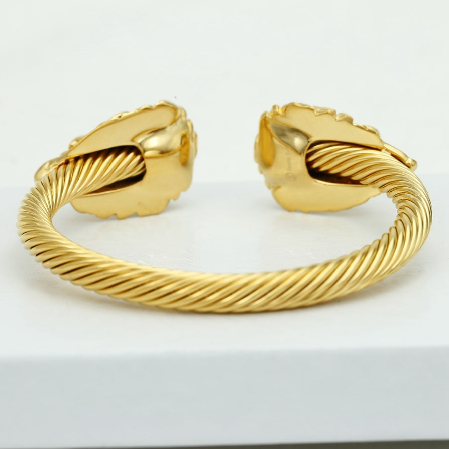 Stainless Steel Double Lion Cable Bracelet