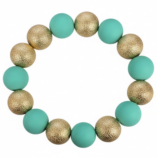 Gold & Aqua Beaded Bracelet