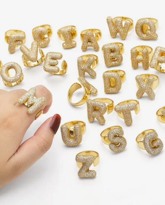 Bubble Initial Bling Rings