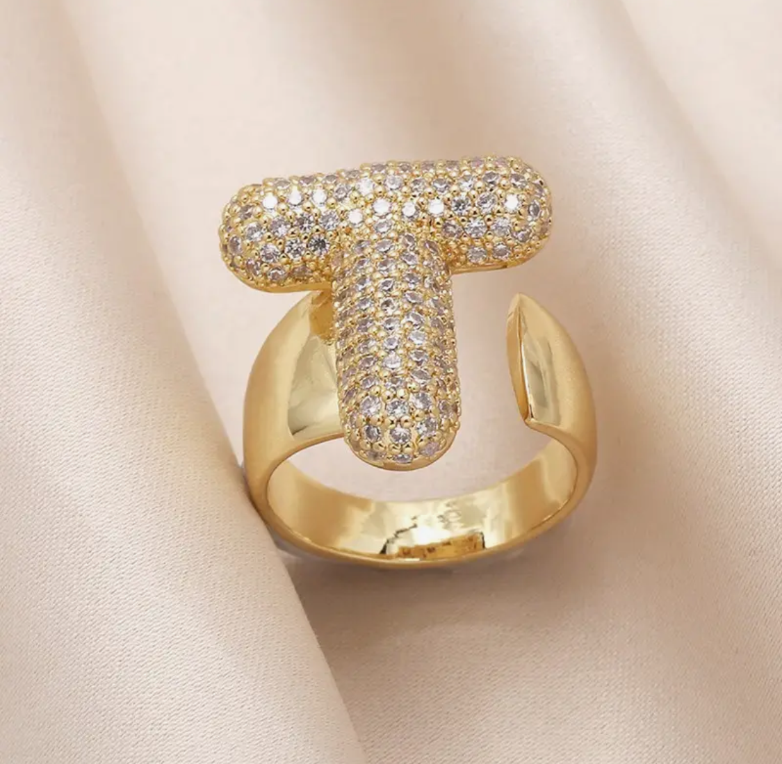 Bubble Initial Bling Rings