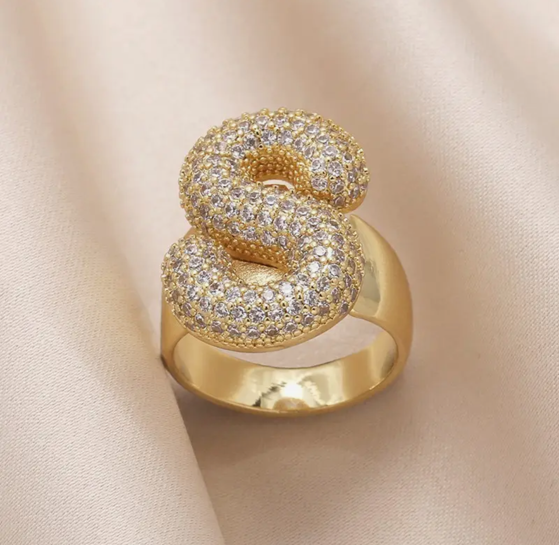 Bubble Initial Bling Rings