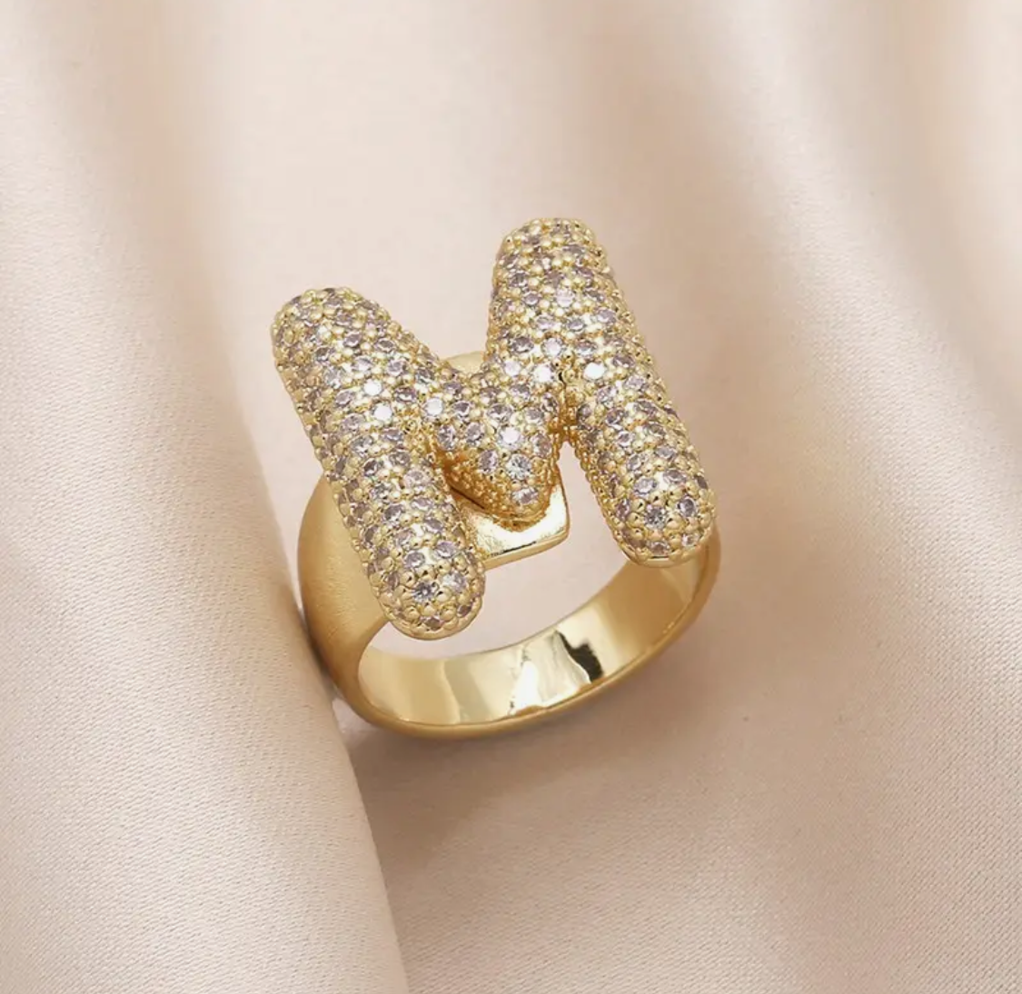 Bubble Initial Bling Rings